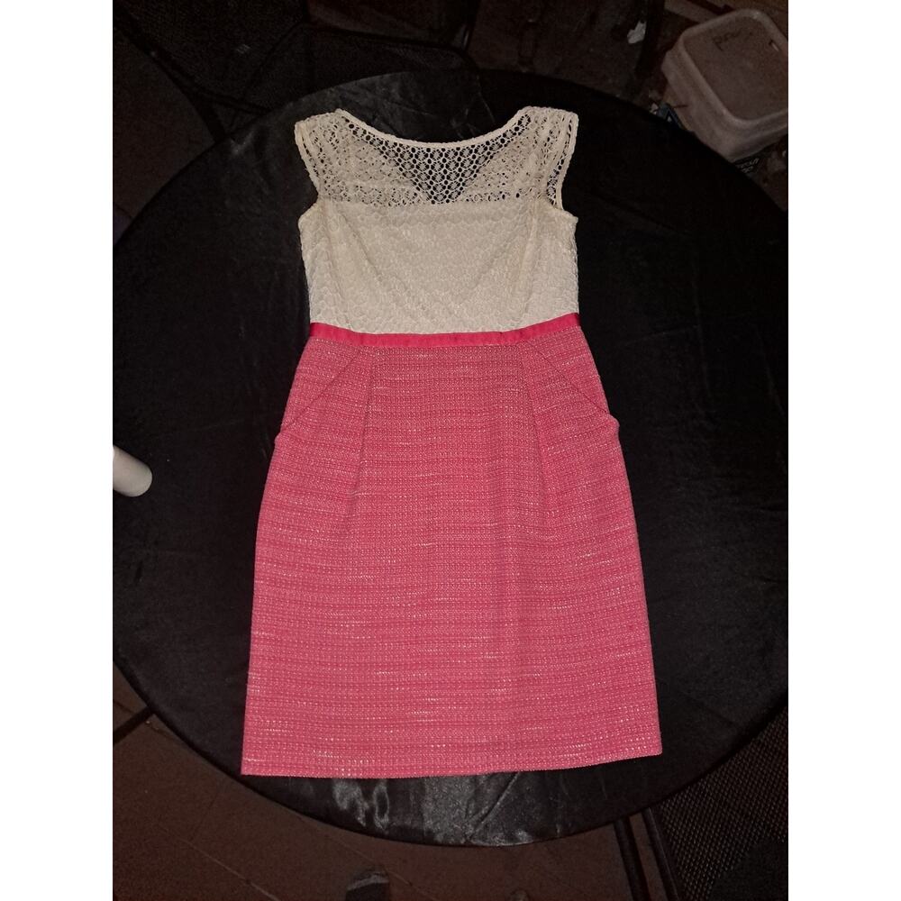 Studio one New York Women Dress 6 Pencil Sleeveless Scoop Neck Pockets